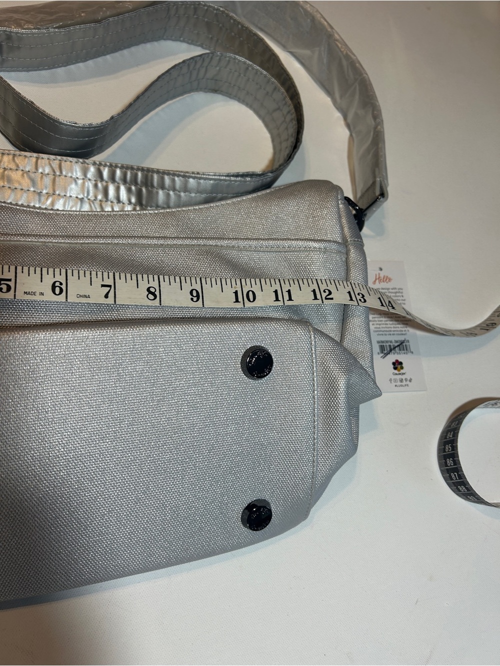 Lug Crossbody Shoulder Bag Silver Gray Quilted NWT Adjustable Strap - Picture 5 of 8